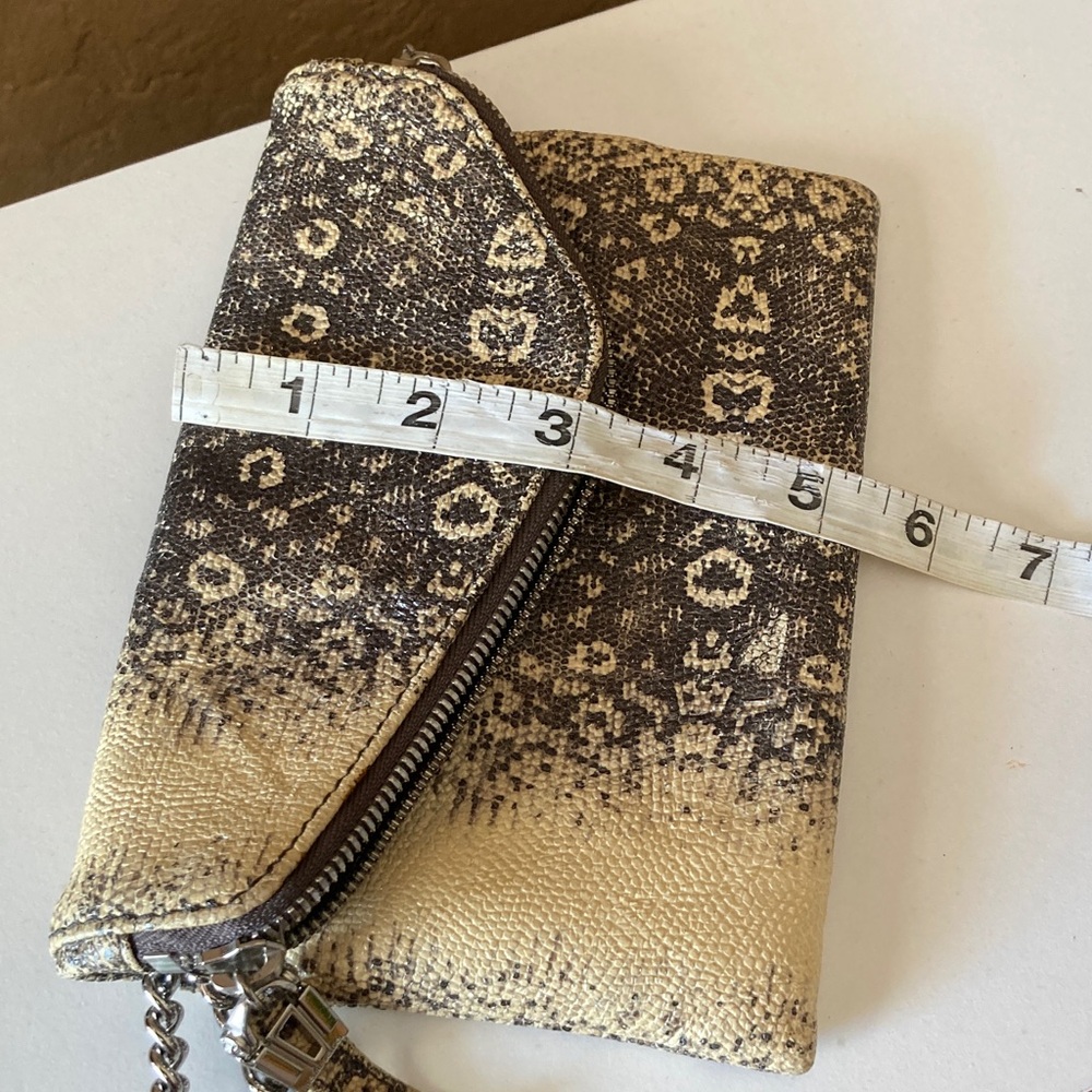 Henri Bendel Cream and Brown Snake Print Clutch - Picture 8 of 10